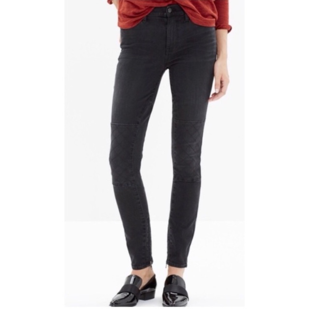 Madewell High Riser Skinny 27 Moto Black ankle zip